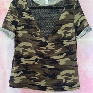 Camouflage V-Neck Women’s Top